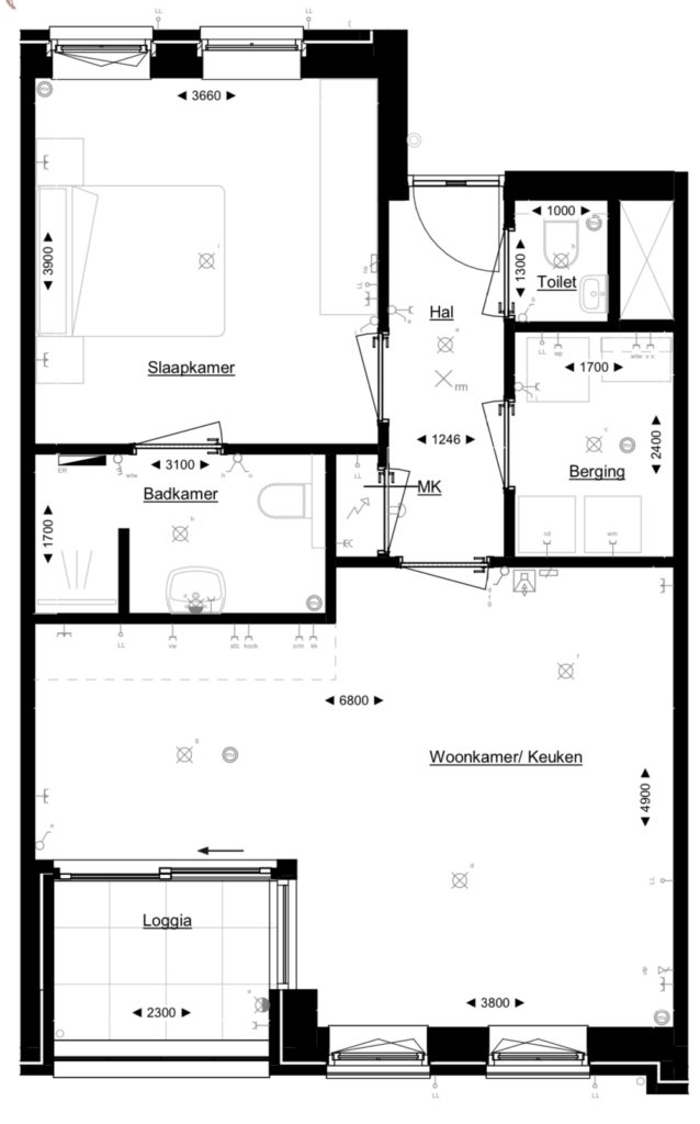 Bouwtekening, kale plattegrond als basis